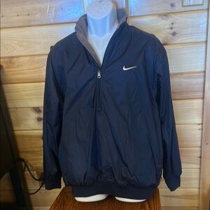 Nike Fit Reversible Navy Blue & Gray Thermal Windbreaker Jacket Sweatshirt Sz M